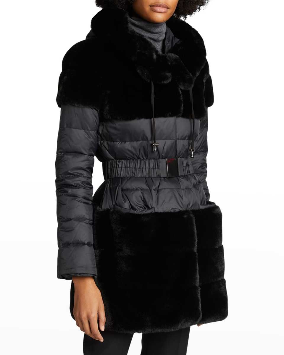 The Erika Faux-Fur Belted Down Jacket